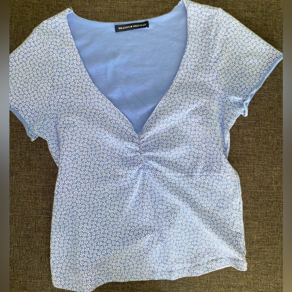 Brandy Melville Floral Fitted V-neck